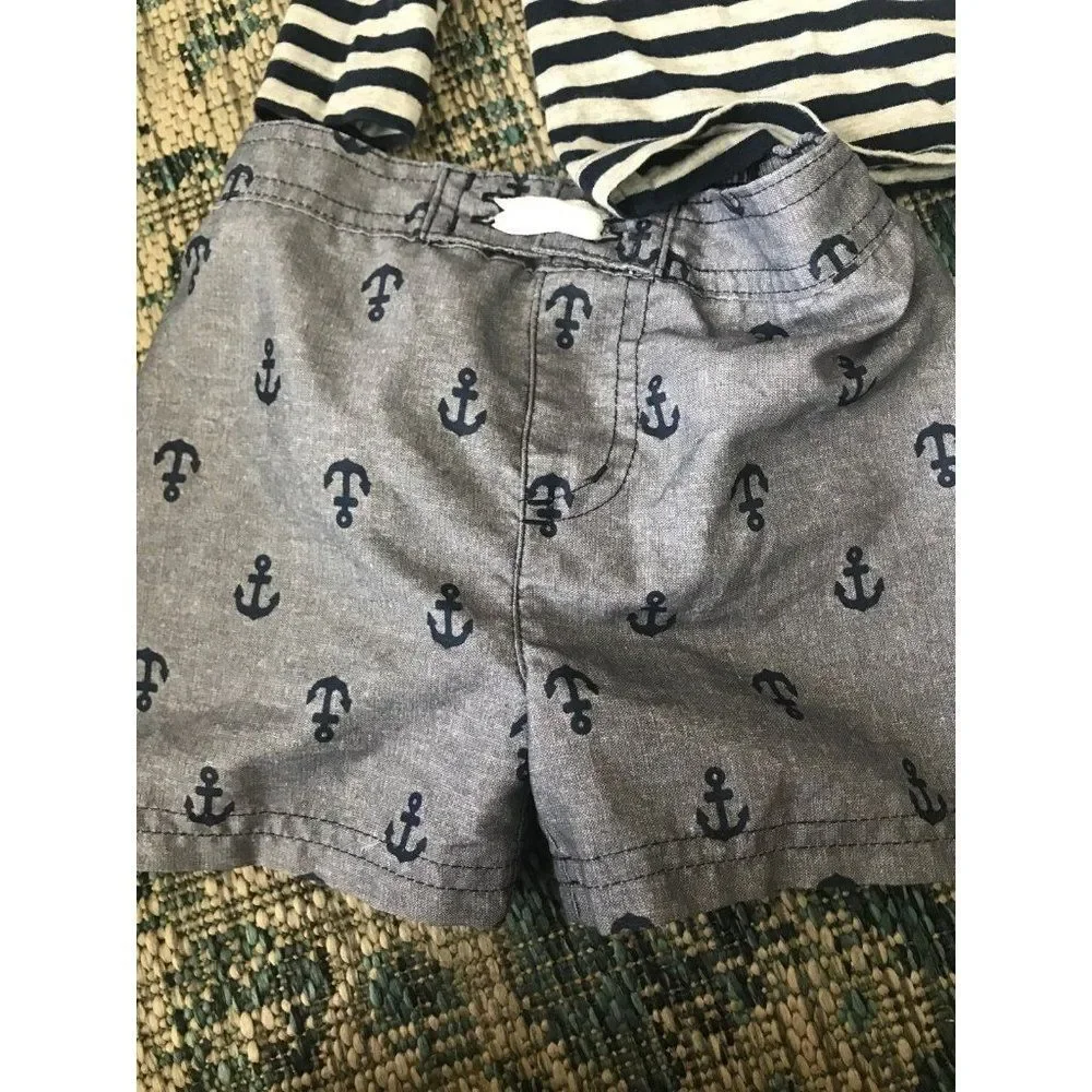 Lot Of 6-9 Month Baby Boy Shorts shirt blue striped